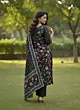 Black Floral Printed Straight Kurta Set With Dupatta for Women