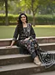 Black Floral Printed Straight Kurta Set With Dupatta for Women