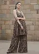 Black Printed Flared Kurta With Sharara for Women