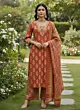 Rust Printed Straight Kurta Set With Dupatta for Women