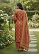 Rust Printed Straight Kurta Set With Dupatta for Women