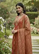 Rust Printed Straight Kurta Set With Dupatta for Women