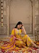 Yellow Printed Flared Kurta Set With Dupatta for Women