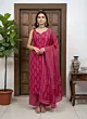 Pink Printed Straight Kurta Set With Dupatta for Women