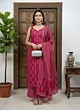 Pink Printed Straight Kurta Set With Dupatta for Women