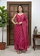Pink Printed Straight Kurta Set With Dupatta for Women