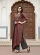 Maroon & Black Printed Straight Kurta Set With Dupatta for Women