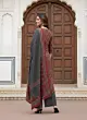 Maroon & Black Printed Straight Kurta Set With Dupatta for Women