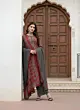 Maroon & Black Printed Straight Kurta Set With Dupatta for Women