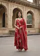 Pink Printed Straight Kurta Set With Dupatta for Women