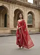 Pink Printed Straight Kurta Set With Dupatta for Women