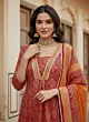 Red Printed Straight Kurta Set With Dupatta for Women