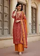 Red Printed Straight Kurta Set With Dupatta for Women