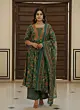Green Printed Flared Kurta Set With Dupatta for Women