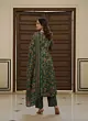 Green Printed Flared Kurta Set With Dupatta for Women