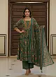 Green Printed Flared Kurta Set With Dupatta for Women