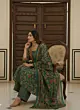 Green Printed Flared Kurta Set With Dupatta for Women