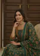 Green Printed Flared Kurta Set With Dupatta for Women