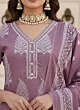 Mauve Printed Straight Kurta Set With Dupatta for Women