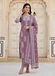 Mauve Printed Straight Kurta Set With Dupatta for Women