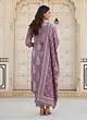 Mauve Printed Straight Kurta Set With Dupatta for Women