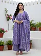 Lavender Printed Straight Kurta Set With Dupatta for Women