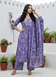 Lavender Printed Straight Kurta Set With Dupatta for Women