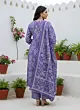 Lavender Printed Straight Kurta Set With Dupatta for Women