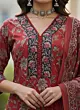 Maroon Printed Straight Kurta Set With Dupatta for Women