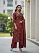 Maroon Printed Straight Kurta Set With Dupatta for Women