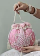 Pink Hand Embroidery Round Potli Bag