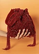 Red Hand Beaded Stone Evening Party Wear Clutch