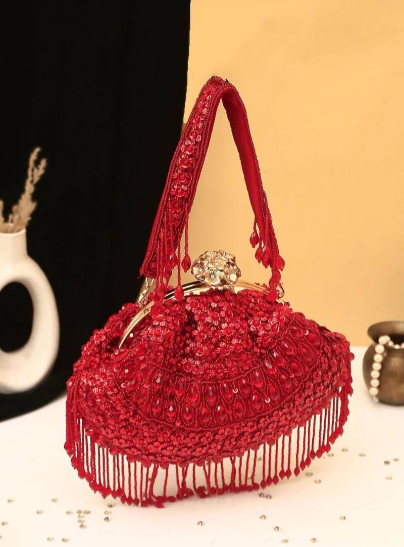 Designer Wedding Red Bridal Clutch Potli