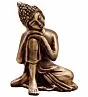 Brown Metal Resting Buddha On Knee Statue Religious God Idol - Serene Home Decor Accent