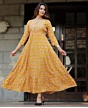 Women Printed Viscose Rayon Anarkali Kurta (Yellow)