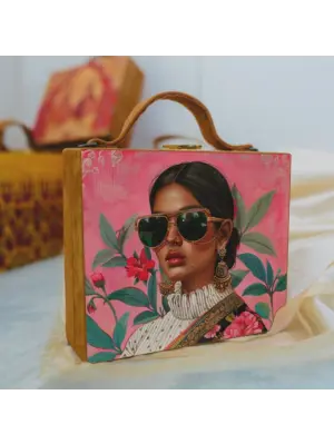 Women Elegant Lady Printed Suitcase Style Clutch