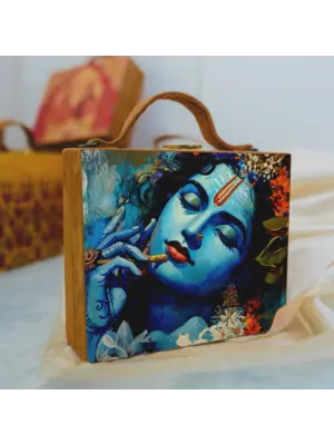 Women Majestic Krishna Printed Suitcase Style Clutch