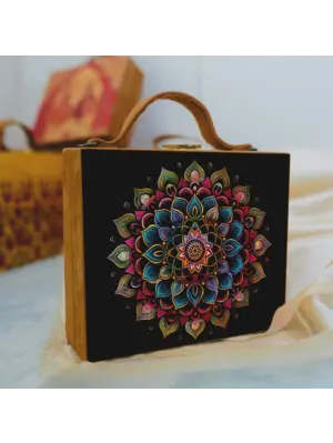 Woman Mandala Art Printed Suitcase Style Clutch
