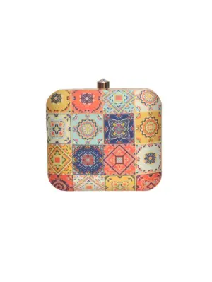 Women Multicolored Mandala Printed Clutch