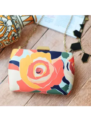 Women Pastel Rose Print Clutch