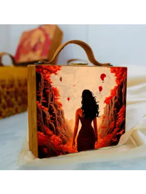 Women Summer Girl Printed Suitcase Style Clutch