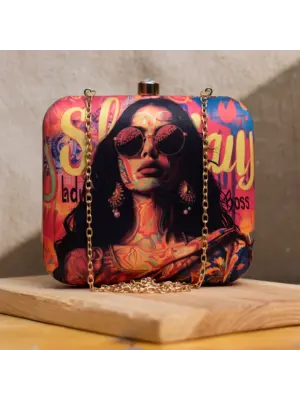 Sassy Woman Portrait Printed Clutch