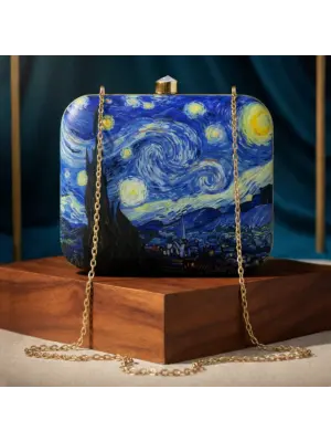 Women Starry Night Printed Clutch