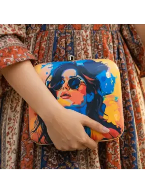 Women Multicolour Woman Portrait Clutch