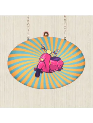 Women Retro Scooter Printed Clutch