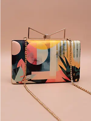 Woman Sunset Mirage Abstract Art Printed Clutch