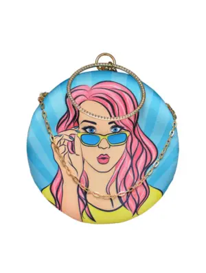 Woman Quirky Woman Round Printed Clutch