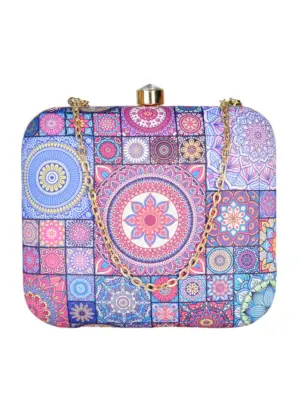 Woman Purple Multipattern Mandala Clutch