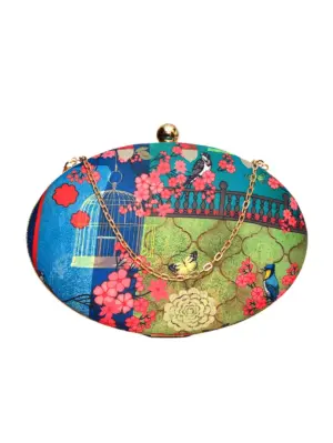 Woman Open Cage Print Clutch