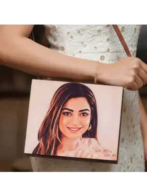 Women Portrait Caricature Personalised Suitcase Style Clutch Bag
